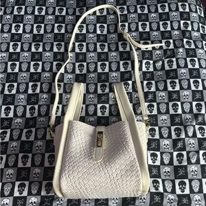 White Beige Purse Shoulder Bucket Bag